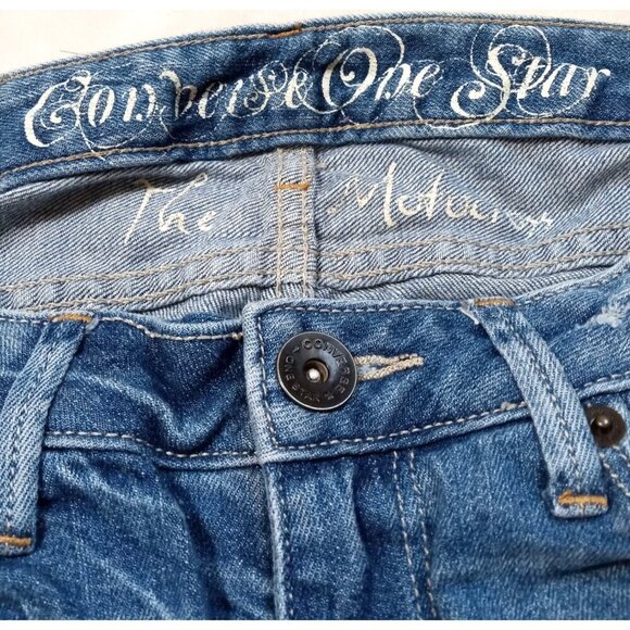 Converse One Star The Motocross Womens Blue Denim Jeans Stylish Leg Stitch Size - Picture 2 of 9
